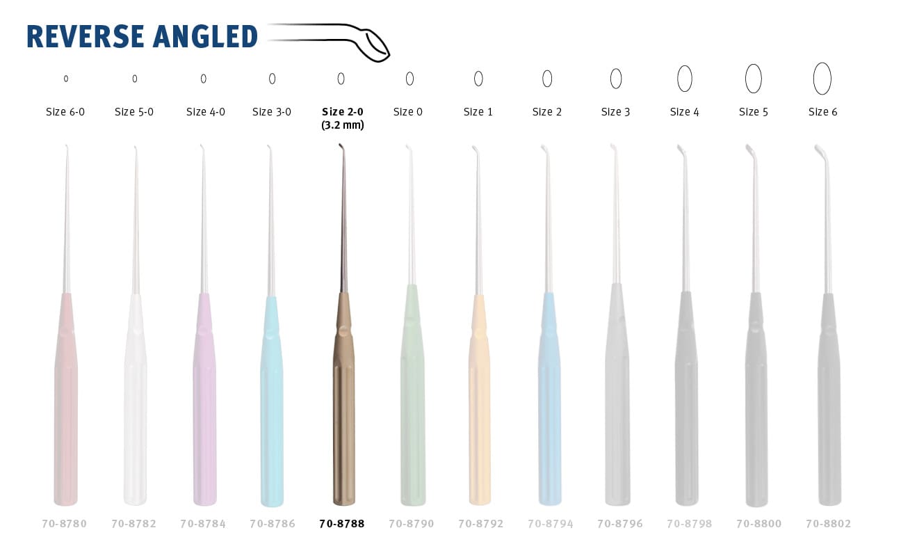 Color Lumbar Curette Rev. Angled - 2-0 Gold - Image 2