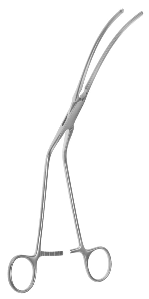 13" Crawford Thoraco-Abdominal Aneurysm Clamp - curved jaw angled handle - Image 2