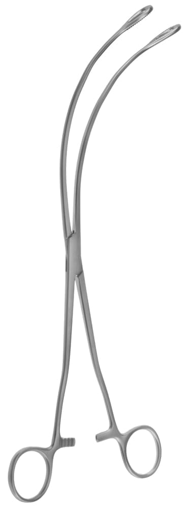 12 1/8" K-P Long Jaw Ring Forceps - 6" jaw curved on side