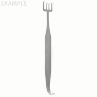 Freeman Rake Retractor, Flat Handle, 4 Prongs, 1 1/2" (3.8cm) wide all prongs in line, 7" (18cm)