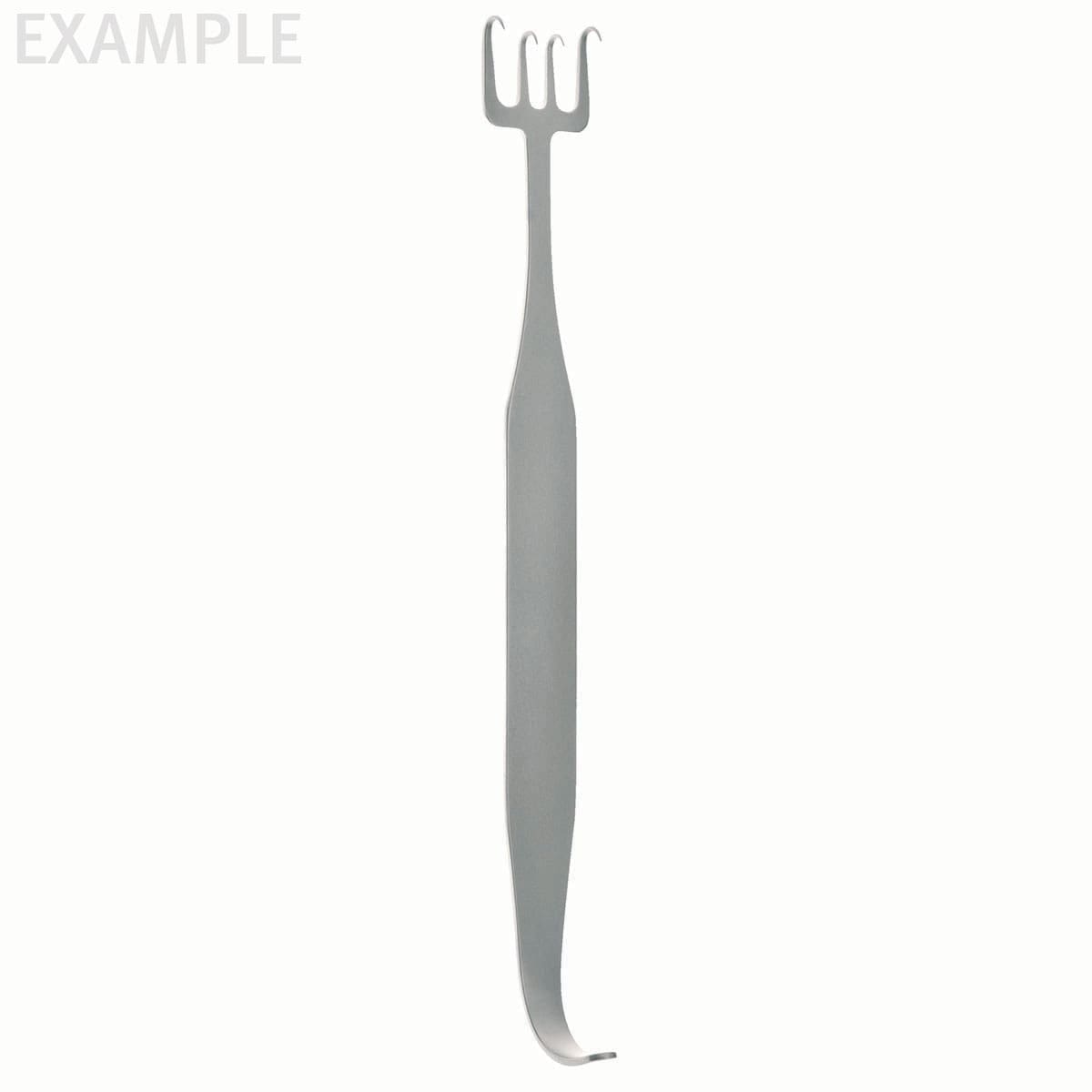 Freeman Rake Retractor, Flat Handle, 4 Prongs, 1 1/2" (3.8cm) wide all prongs in line, 7" (18cm)