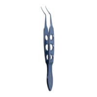 Utrata Capsulorrhexis Forceps Very delicate Angled/Vaulted 12mm from bend to tip 3-Hole Flat Handle 90mm OAL Titanium